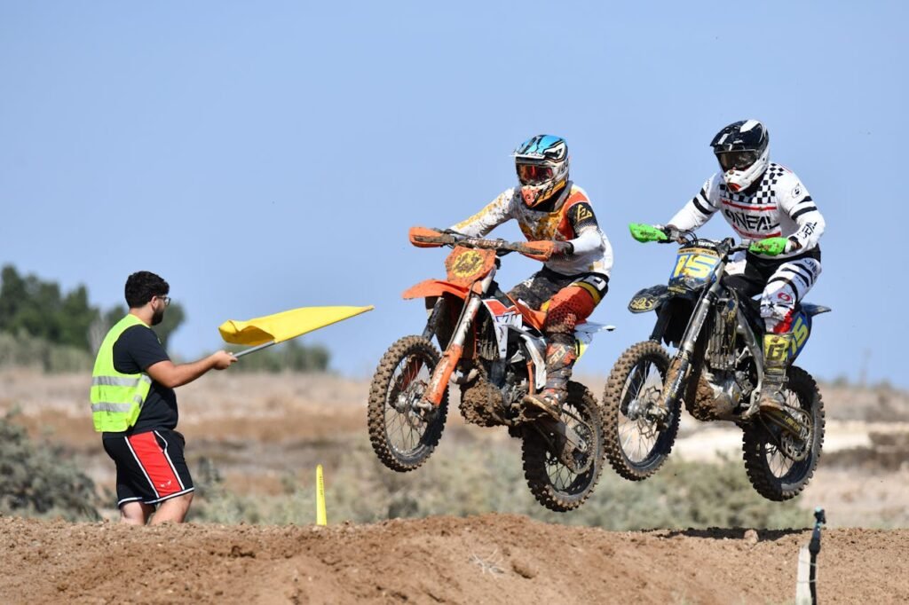 Motocross Riders in Race